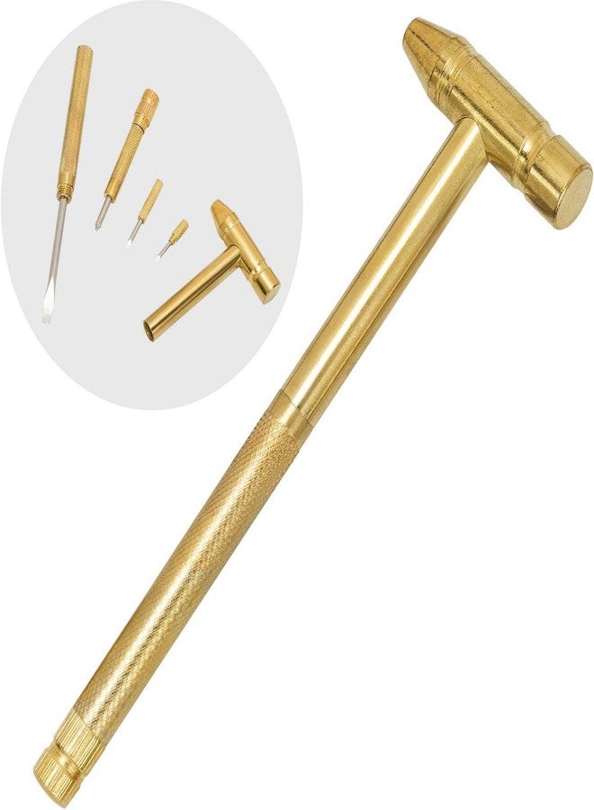 ZSIGNS 6 in 1 Mini Multifunction Hammer, Tiny Copper-Plated Hammer & Screwdriver, Multifunctional Hand Repairing Tools for Jewelry, Eating Walnuts - Image 1